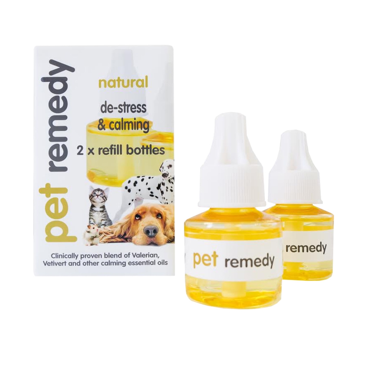 Picture of Pet Remedy 5056397900145 40 ml Natural De-Stress & Calming Plug-In Diffuser Refill for Cats & Dogs - Pack of 2