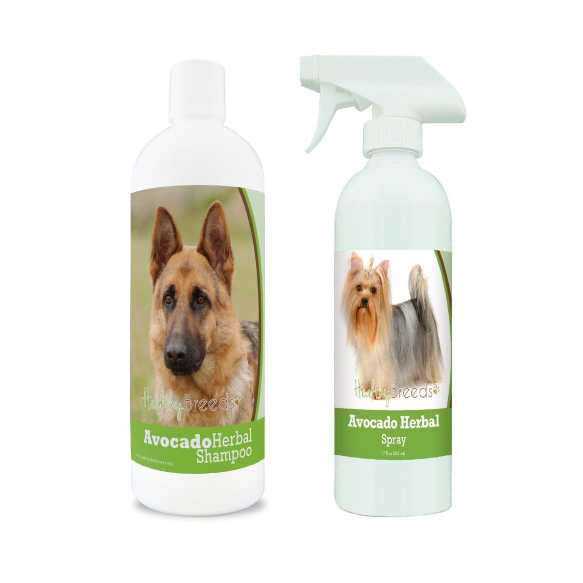 Picture of Healthy Breeds 192959811155 Double-Down Avocado Grooming Package with Shampoo 16 oz & Spray 17 oz