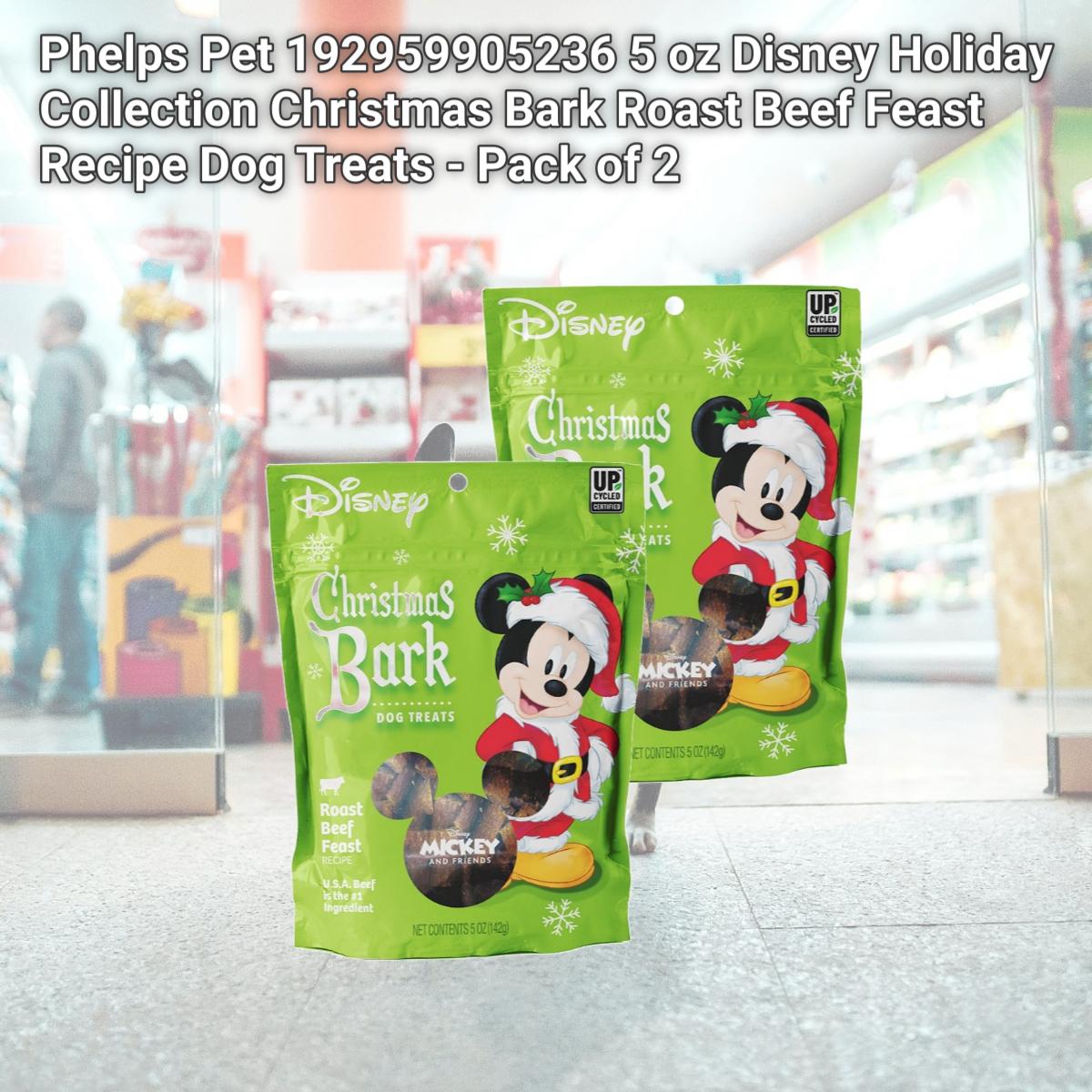 Picture of Phelps Pet 192959905236 5 oz Disney Holiday Collection Christmas Bark Roast Beef Feast Recipe Dog Treats - Pack of 2