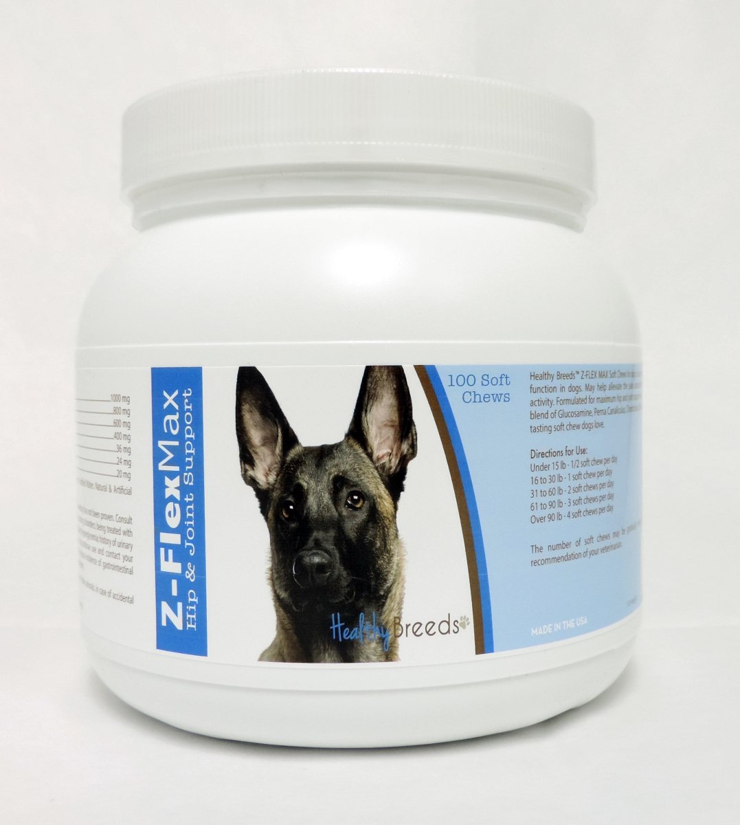 Picture of Healthy Breeds 840235102359 Belgian Malinois Z-Flex Max Hip & Joint Soft Chews - 100 Count