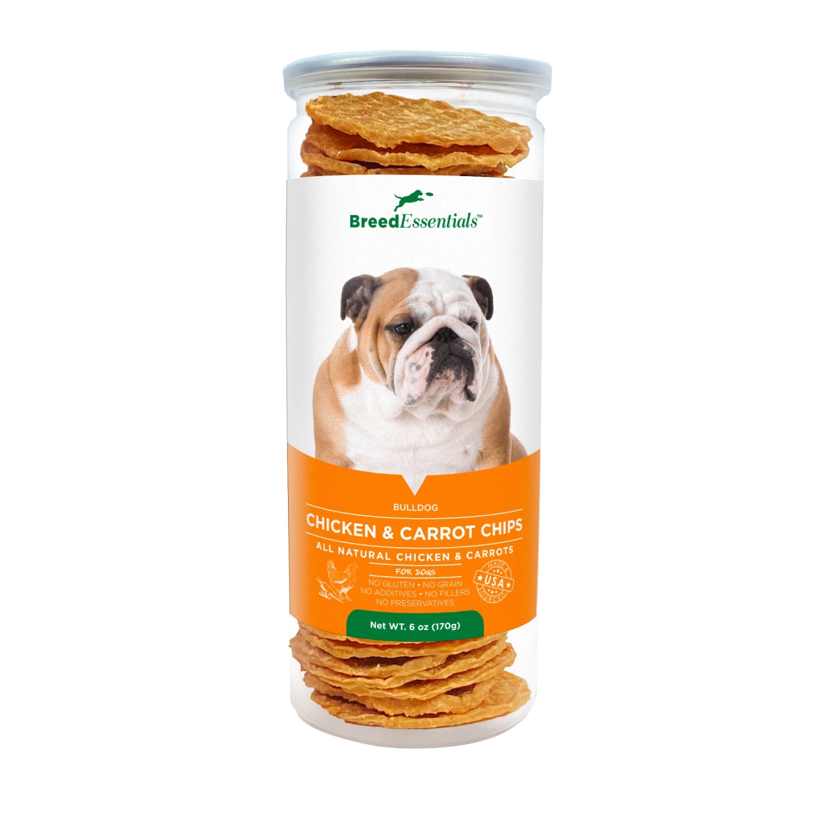 Picture of Breed Essentials 197247000280 6 oz Chicken & Carrot Chips - Bulldog