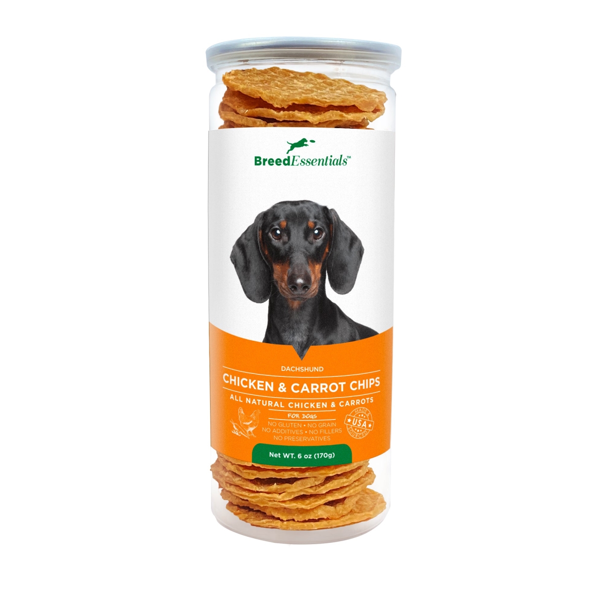 Picture of Breed Essentials 197247000433 6 oz Chicken & Carrot Chips - Dachshund