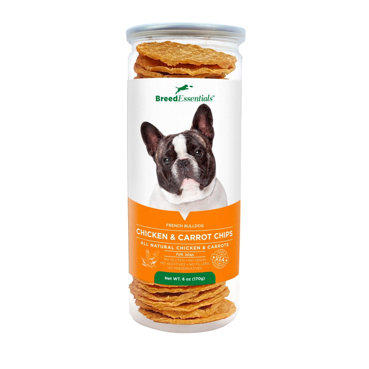 Picture of Breed Essentials 197247000686 6 oz Chicken & Carrot Chips - French Bulldog