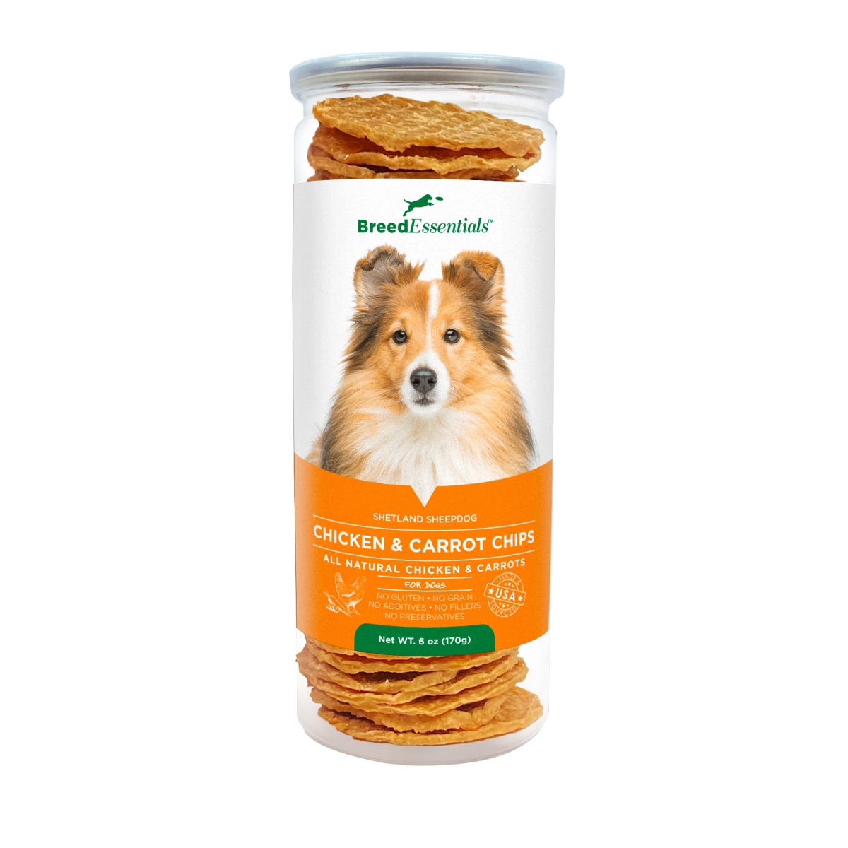 Picture of Breed Essentials 197247001188 6 oz Chicken & Carrot Chips - Shetland Sheepdog
