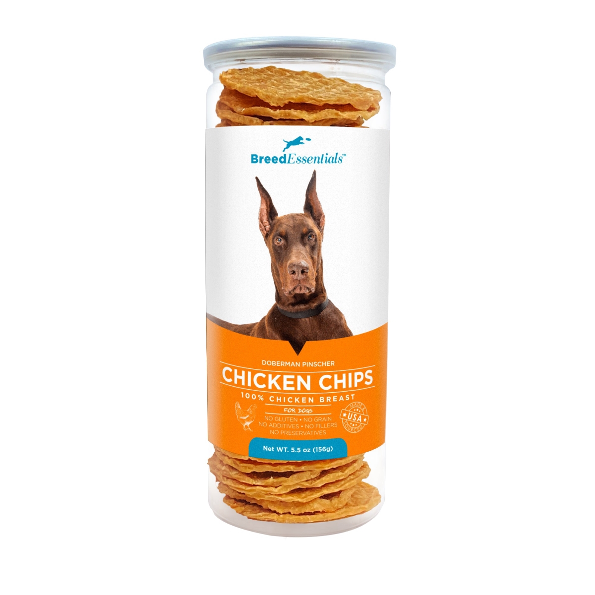 Picture of Breed Essentials 197247001379 5.5 oz Chicken Chips - Doberman Pinscher