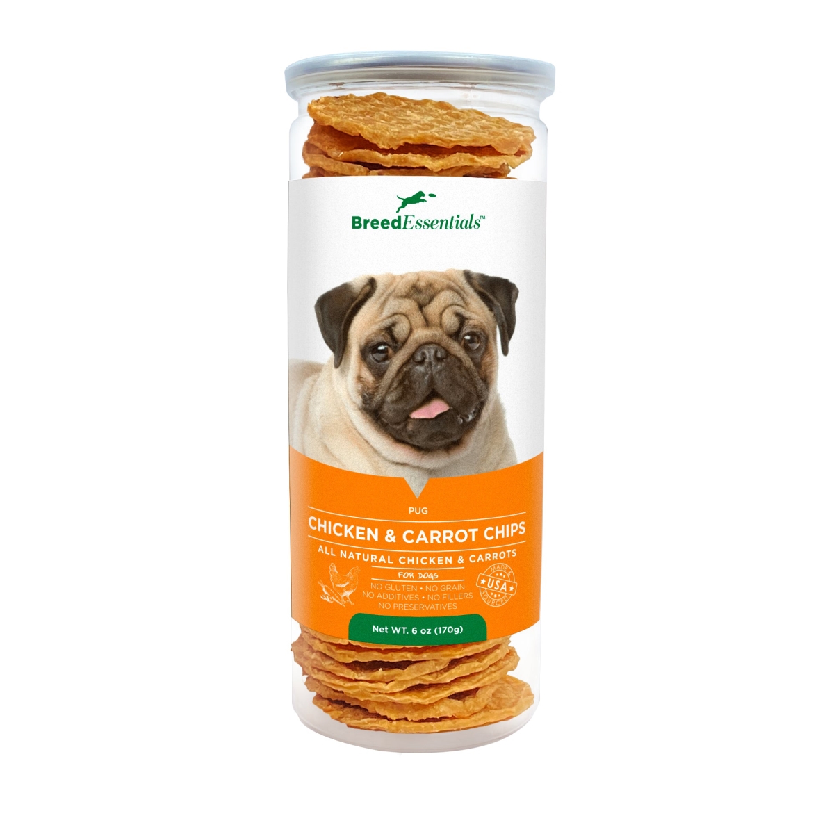 Picture of Breed Essentials 197247001430 6 oz Chicken & Carrot Chips - Pug
