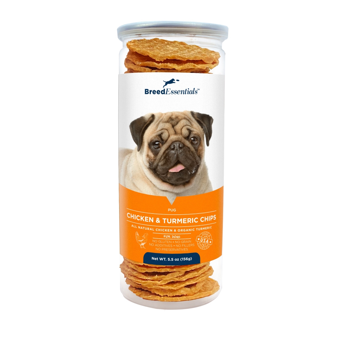 Picture of Breed Essentials 197247001447 5.5 oz Chicken & Turmeric Chips - Pug