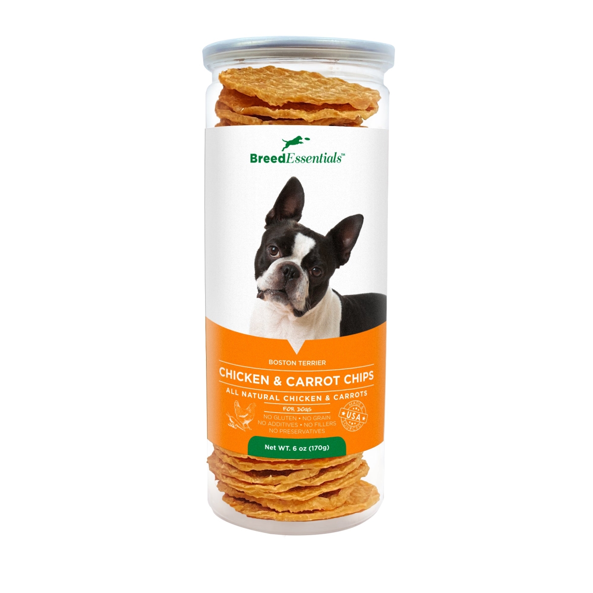 Picture of Breed Essentials 197247001539 6 oz Chicken & Carrot Chips - Boston Terrier