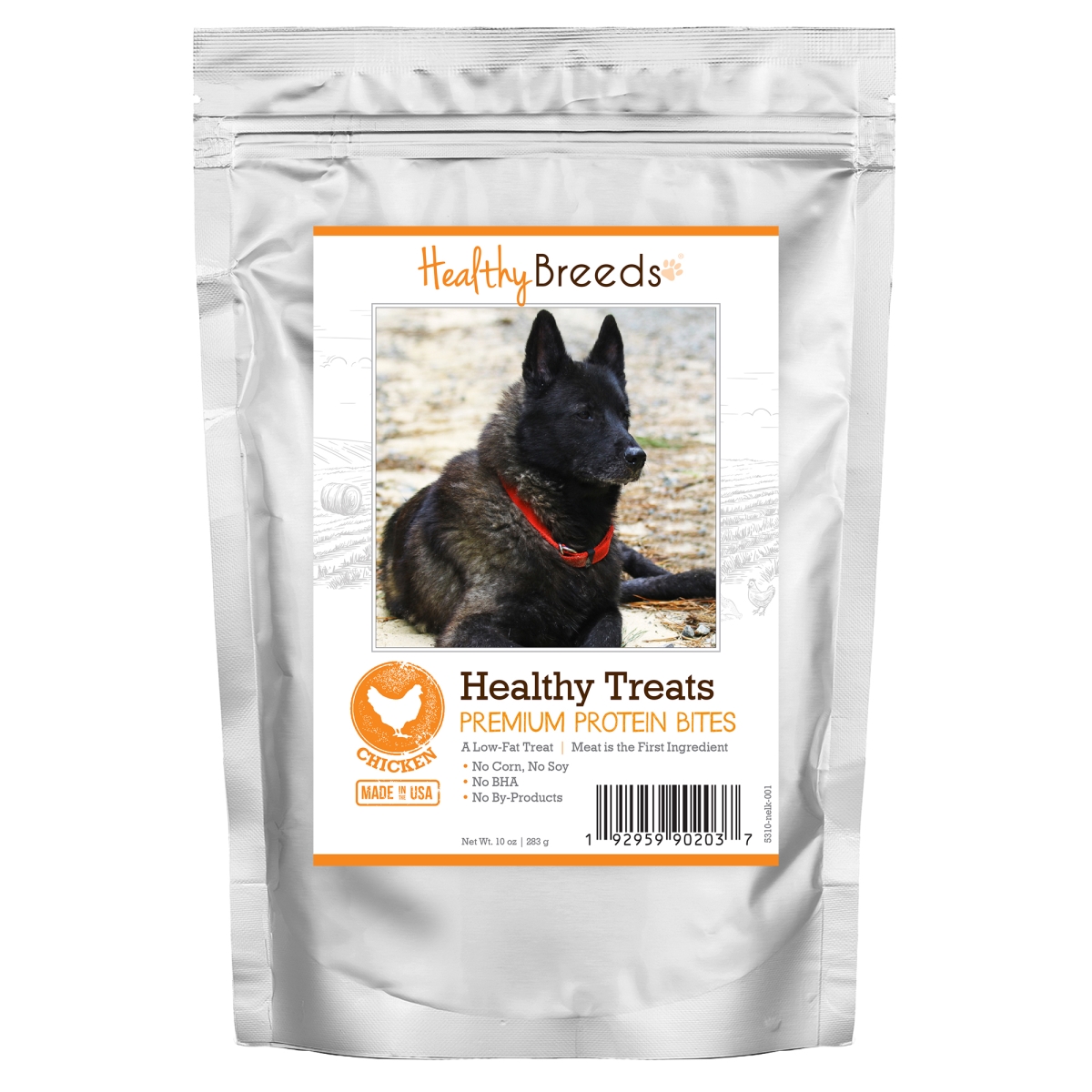 Picture of Healthy Breeds 192959902037 Norwegian Elkhound Healthy Treats Premium Protein Bites Chicken Dog Treats&#44; 10 oz