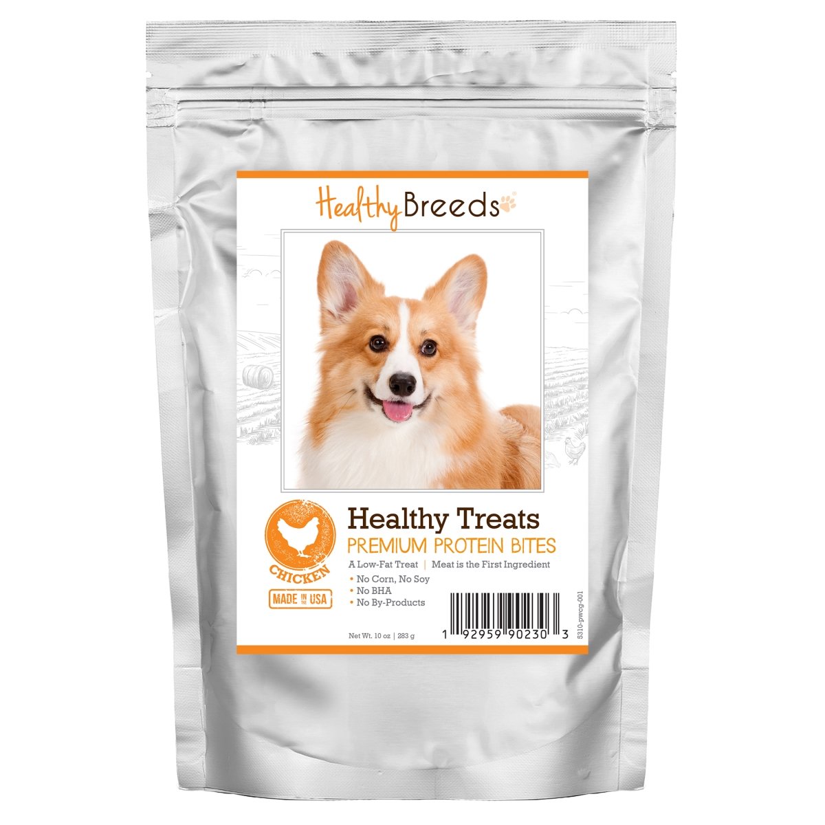 Picture of Healthy Breeds 192959902303 Pembroke Welsh Corgi Healthy Treats Premium Protein Bites Chicken Dog Treats&#44; 10 oz