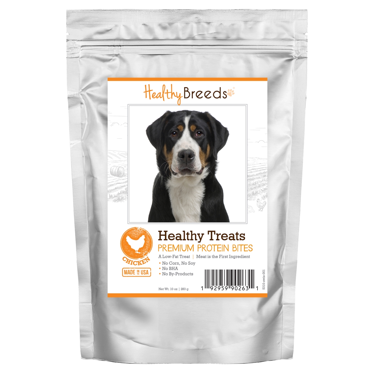 Picture of Healthy Breeds 192959902631 Greater Swiss Mountain Dog Healthy Treats Premium Protein Bites Chicken Dog Treats&#44; 10 oz