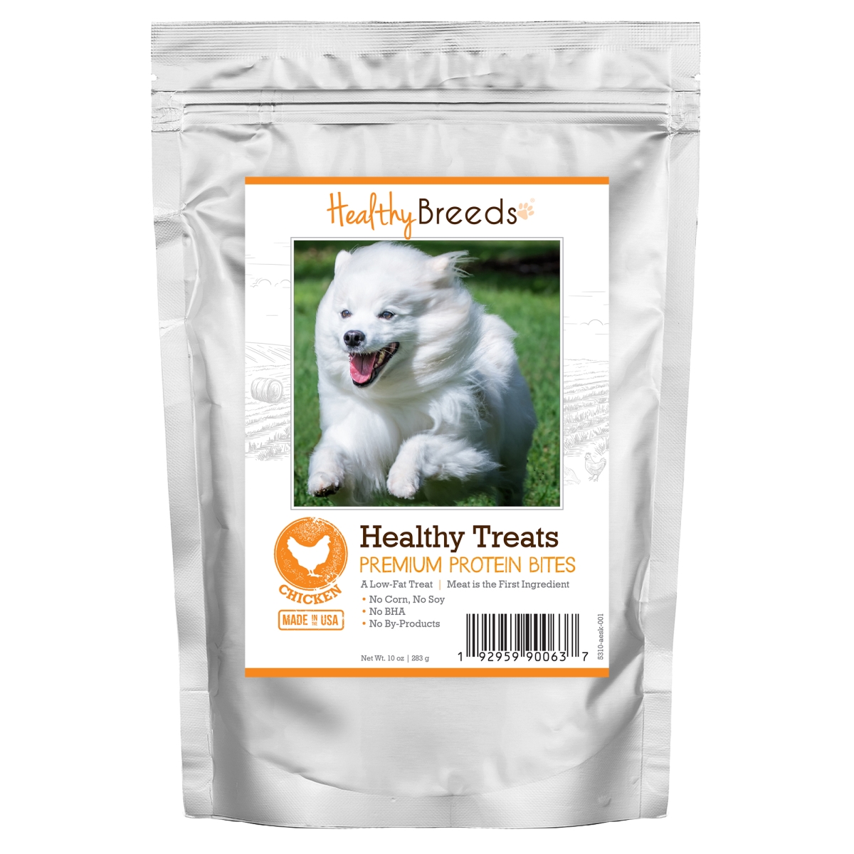 Picture of Healthy Breeds 192959900637 American Eskimo Dog Healthy Treats Premium Protein Bites Chicken Dog Treats&#44; 10 oz