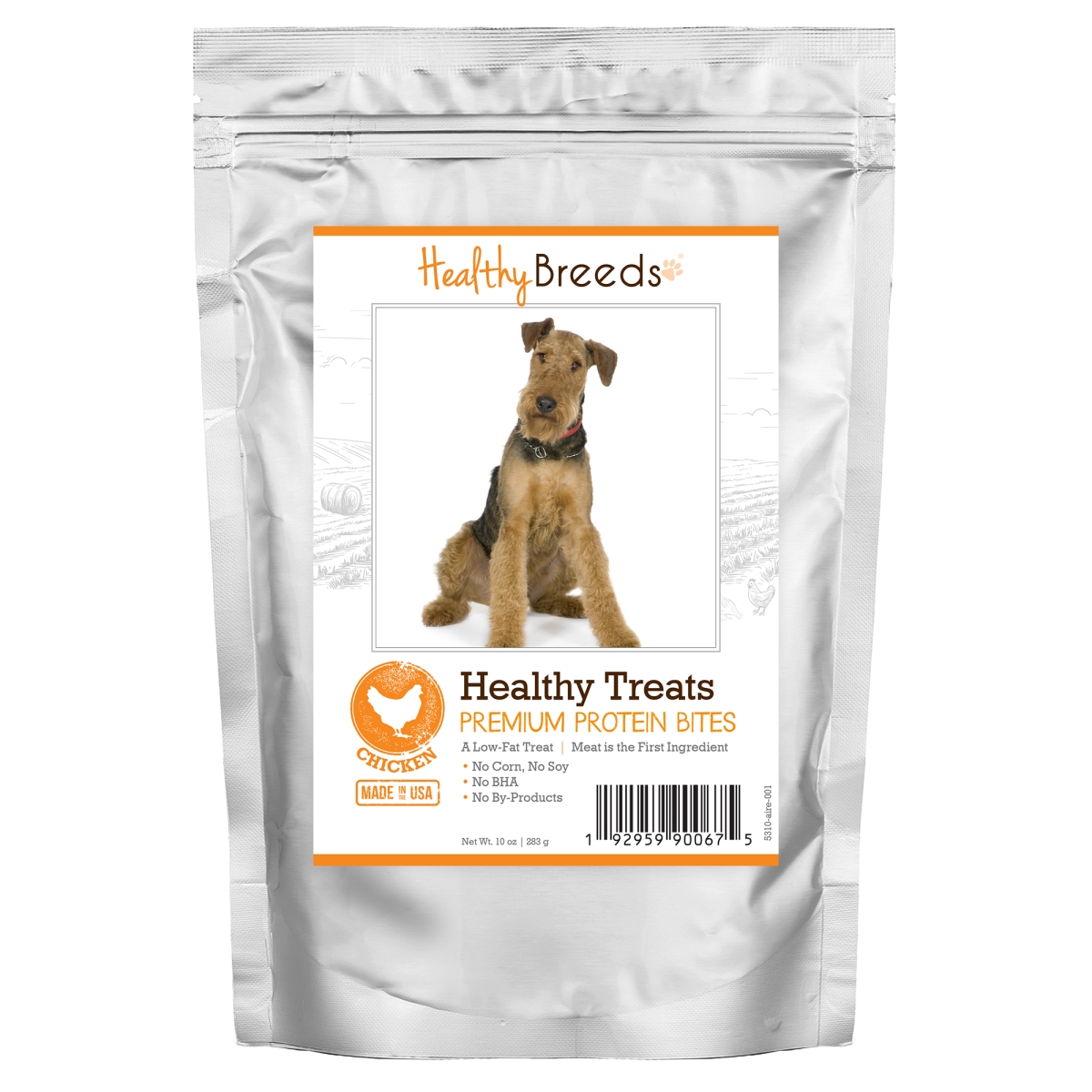 Picture of Healthy Breeds 192959900675 Airedale Terrier Healthy Treats Premium Protein Bites Chicken Dog Treats&#44; 10 oz