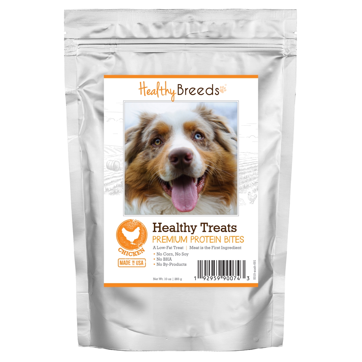 Picture of Healthy Breeds 192959900743 Australian Shepherd Healthy Treats Premium Protein Bites Chicken Dog Treats&#44; 10 oz