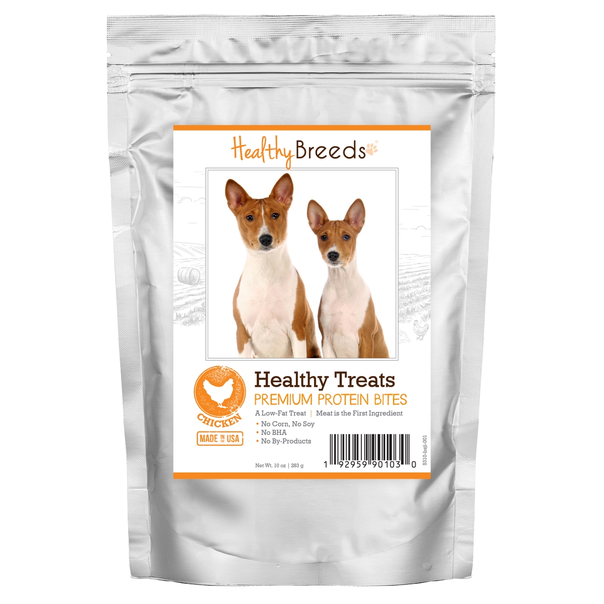 Picture of Healthy Breeds 192959901030 Basenji Healthy Treats Premium Protein Bites Chicken Dog Treats&#44; 10 oz