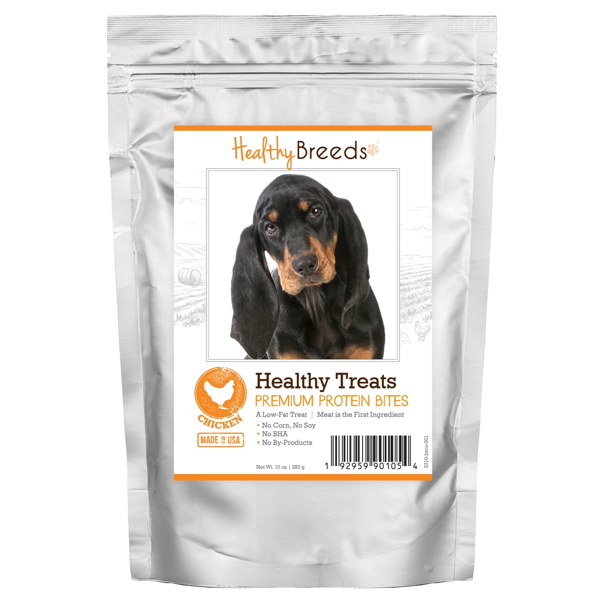 Picture of Healthy Breeds 192959901054 Black & Tan Coonhound Healthy Treats Premium Protein Bites Chicken Dog Treats&#44; 10 oz