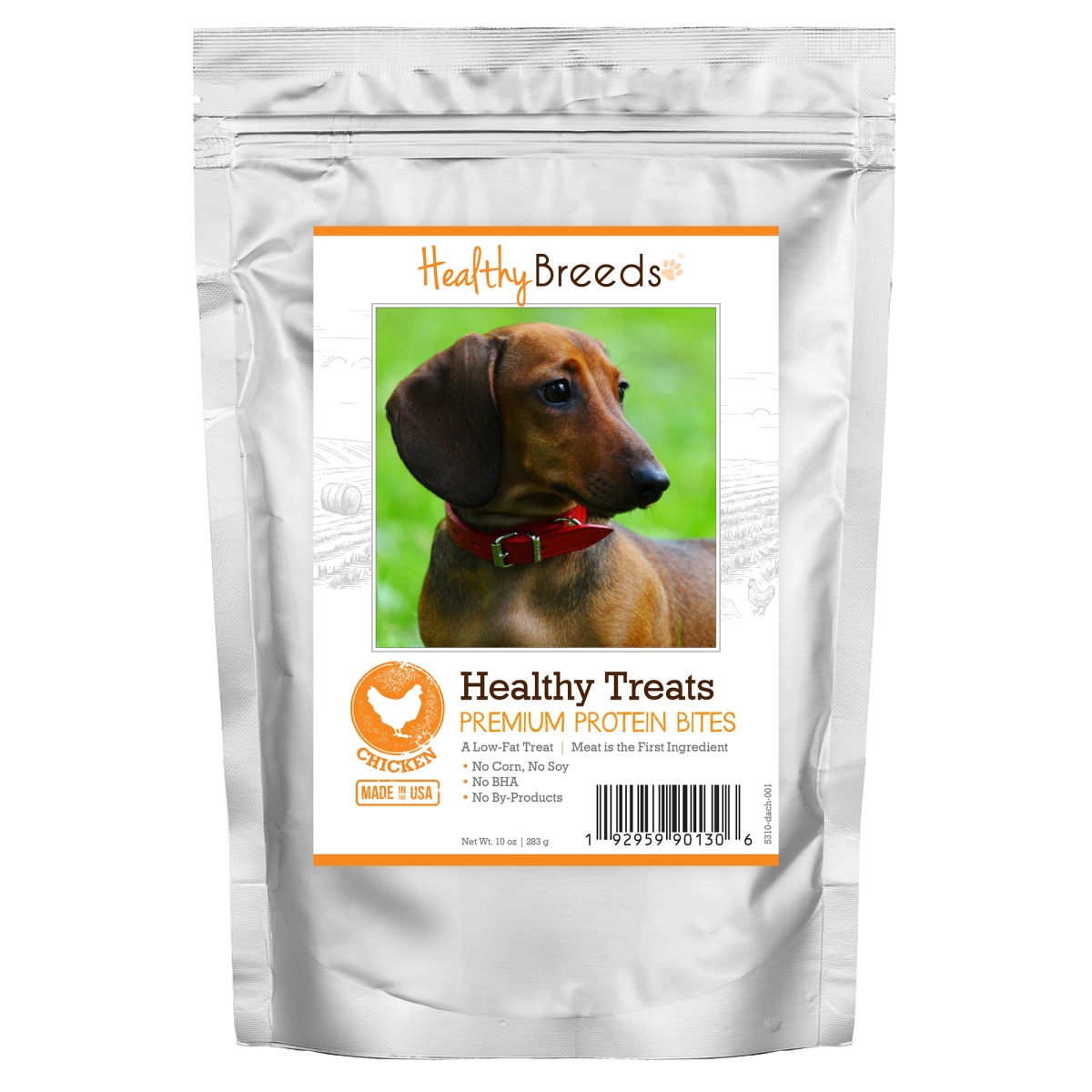 Picture of Healthy Breeds 192959901306 Dachshund Healthy Treats Premium Protein Bites Chicken Dog Treats&#44; 10 oz