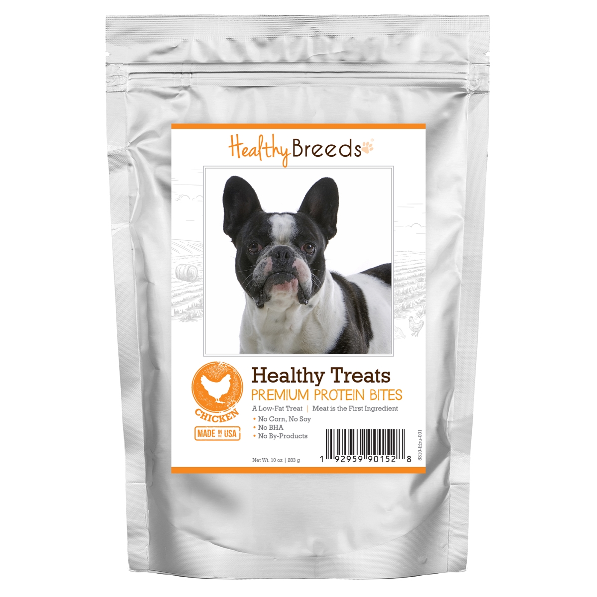 Picture of Healthy Breeds 192959901528 French Bulldog Healthy Treats Premium Protein Bites Chicken Dog Treats&#44; 10 oz