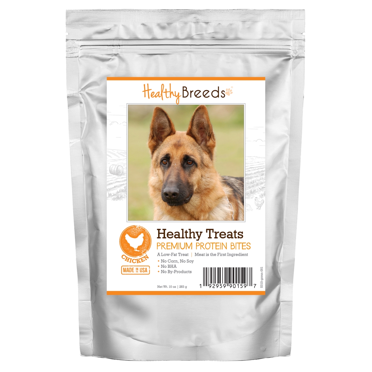 Picture of Healthy Breeds 192959901597 German Shepherd Healthy Treats Premium Protein Bites Chicken Dog Treats&#44; 10 oz