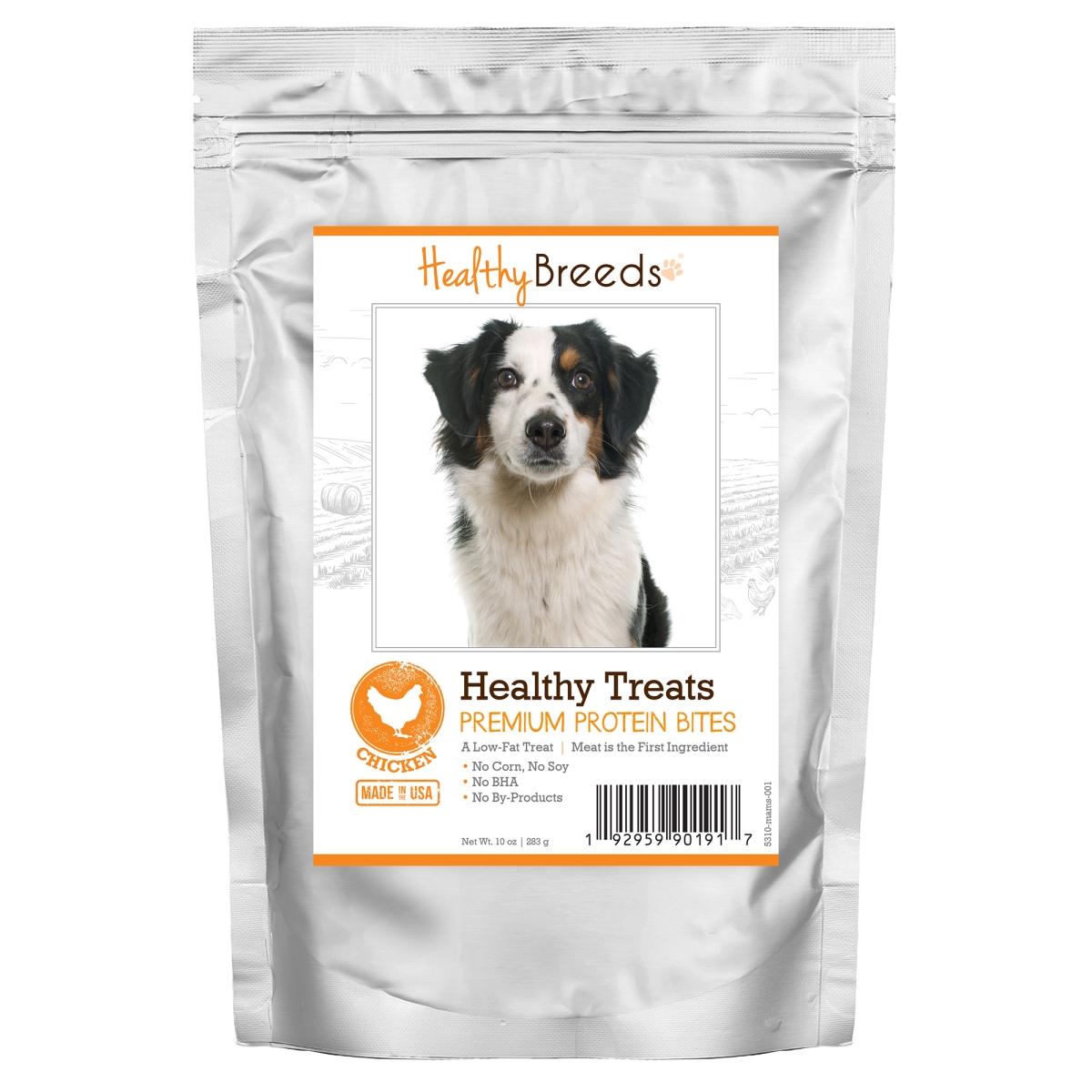 Picture of Healthy Breeds 192959901917 Miniature American Shepherd Healthy Treats Premium Protein Bites Chicken Dog Treats&#44; 10 oz