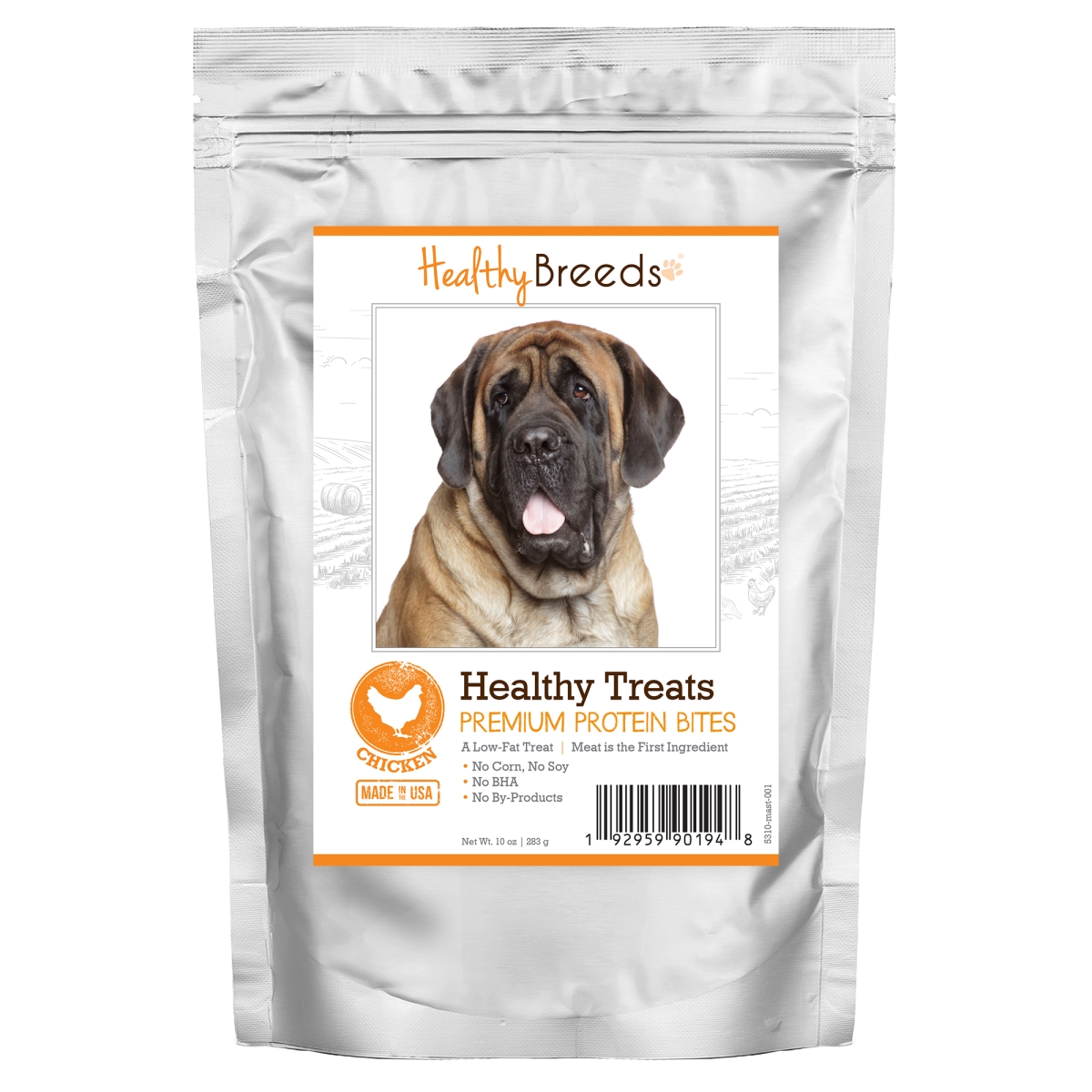 Picture of Healthy Breeds 192959901948 Mastiff Healthy Treats Premium Protein Bites Chicken Dog Treats&#44; 10 oz
