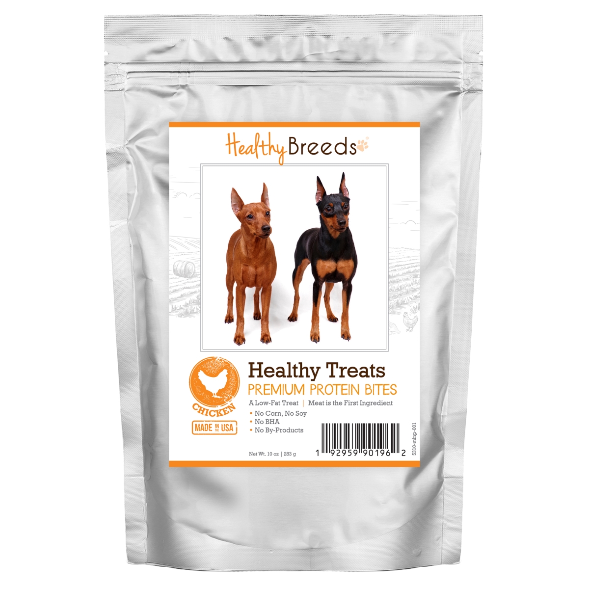 Picture of Healthy Breeds 192959901962 Miniature Pinscher Healthy Treats Premium Protein Bites Chicken Dog Treats&#44; 10 oz