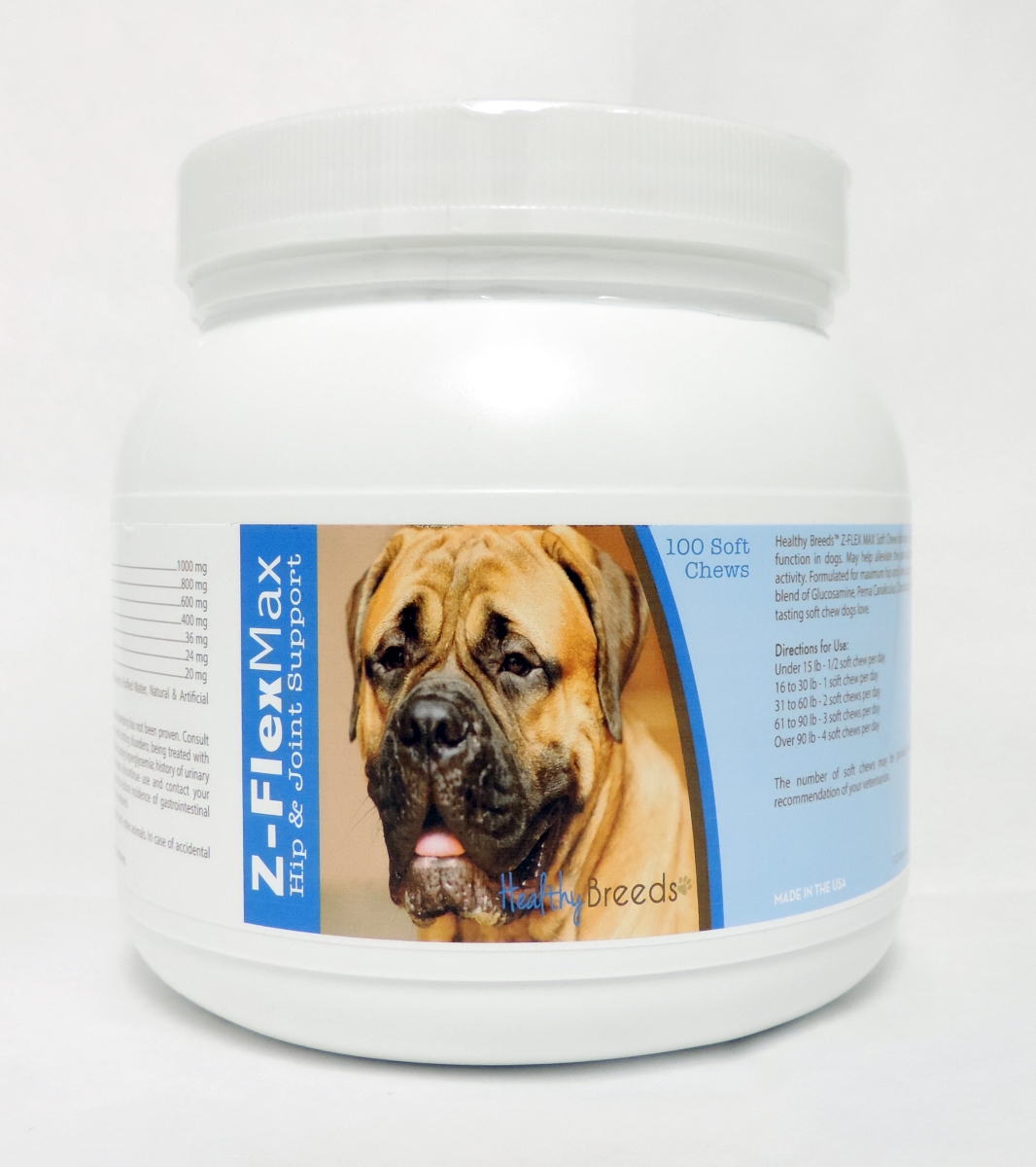 Picture of Healthy Breeds 840235102953 Bullmastiff Z-Flex Max Hip & Joint Soft Chews - 100 Count