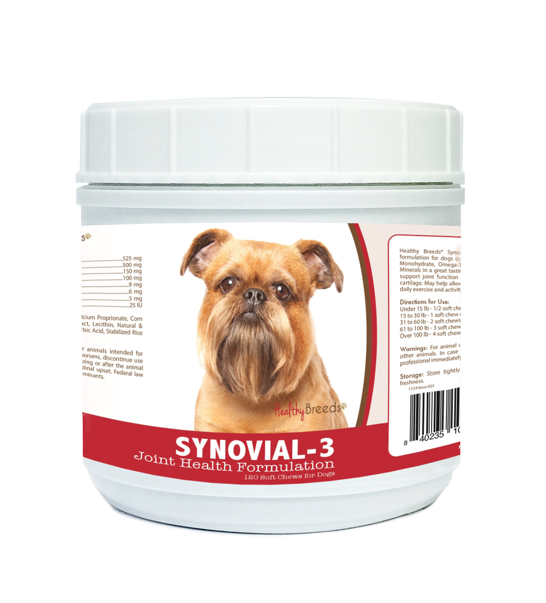 Picture of Healthy Breeds 840235103431 Brussels Griffon Synovial-3 Joint Health Formulation - 120 Count