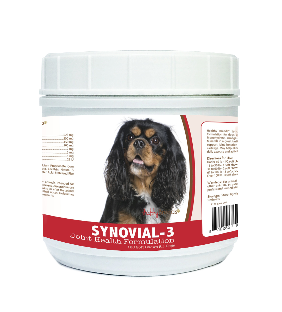 Picture of Healthy Breeds 840235104476 Cavalier King Charles Spaniel Synovial-3 Joint Health Formulation, 120 Count