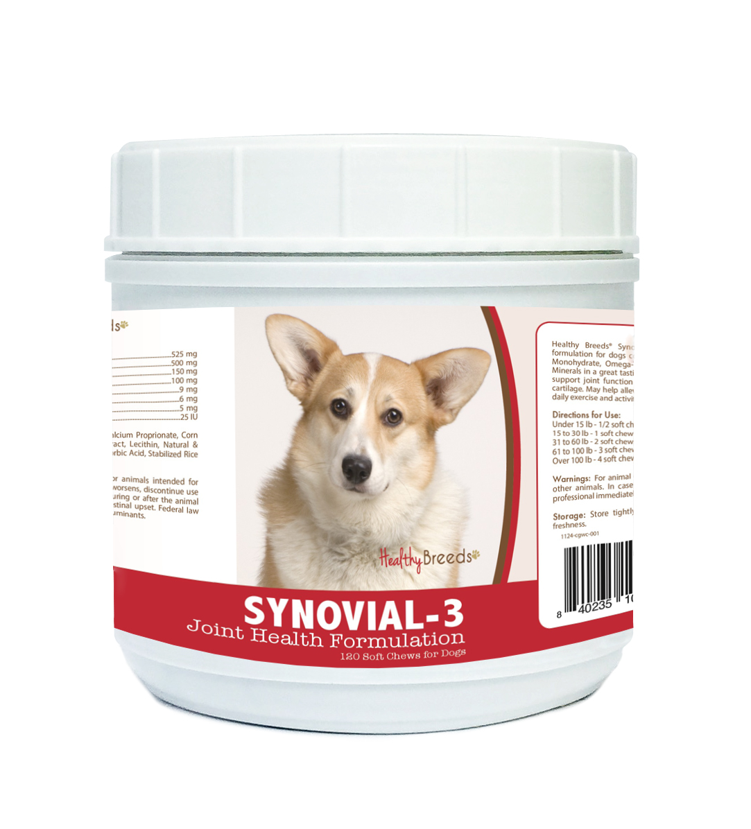Picture of Healthy Breeds 840235104605 Cardigan Welsh Corgi Synovial-3 Joint Health Formulation, 120 Count