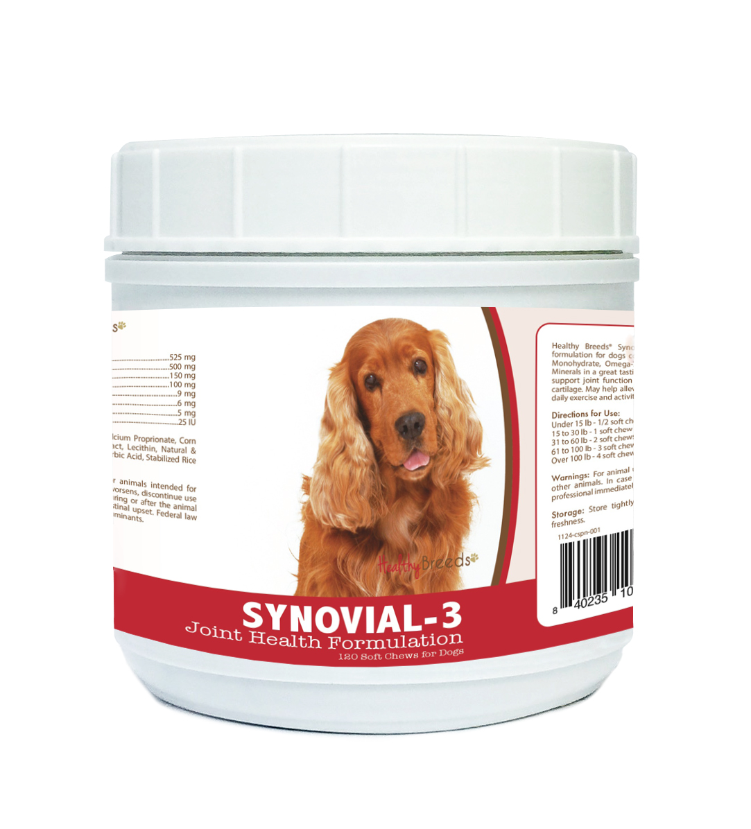 Picture of Healthy Breeds 840235105671 Cocker Spaniel Synovial-3 Joint Health Formulation, 120 Count
