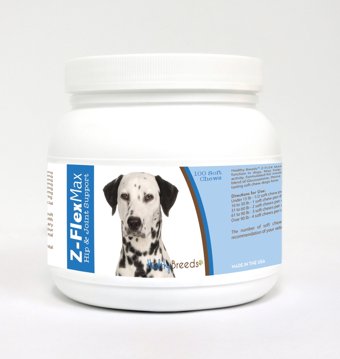 Picture of Healthy Breeds 840235105954 Dalmatian Z-Flex Max Hip & Joint Soft Chews - 100 count