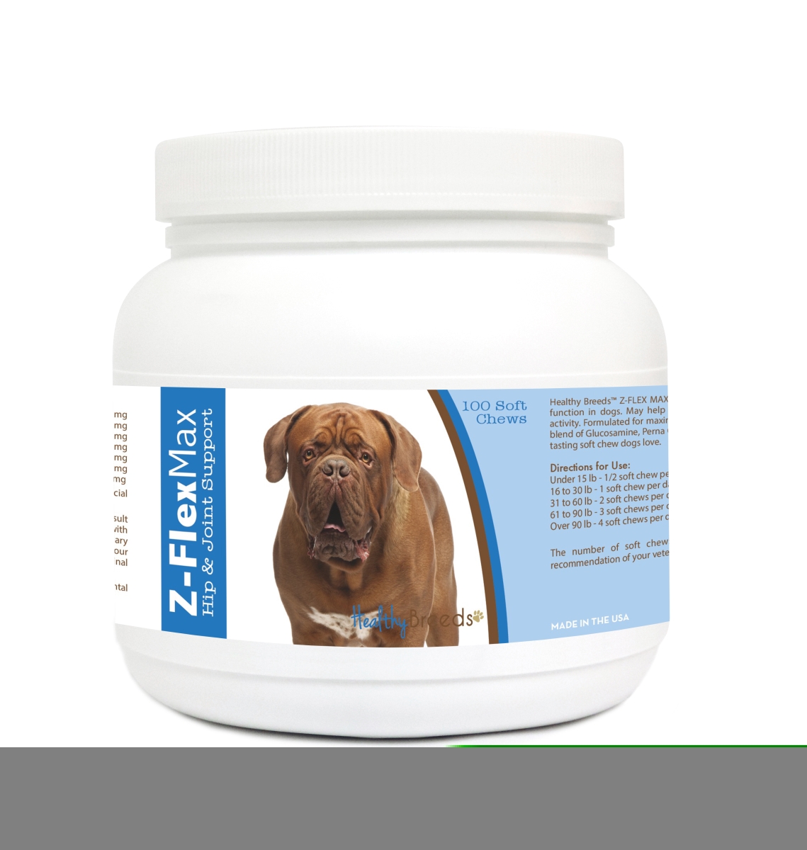 Picture of Healthy Breeds 840235106265 Dogue de Bordeaux Z-Flex Max Hip & Joint Soft Chews - 100 count