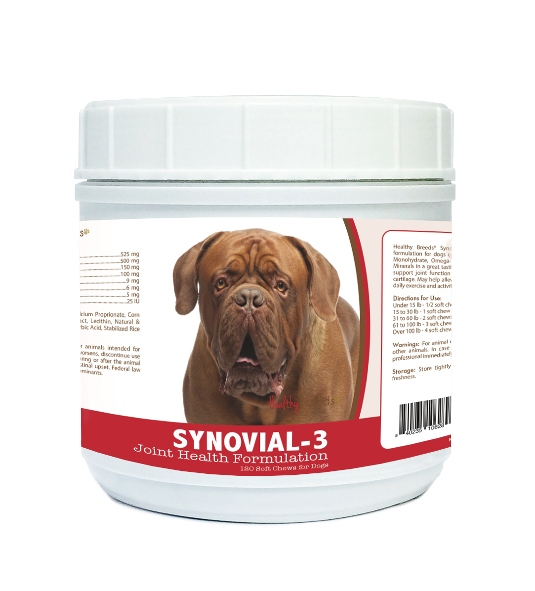 Picture of Healthy Breeds 840235106289 Dogue de Bordeaux Synovial-3 Joint Health Formulation - 120 count