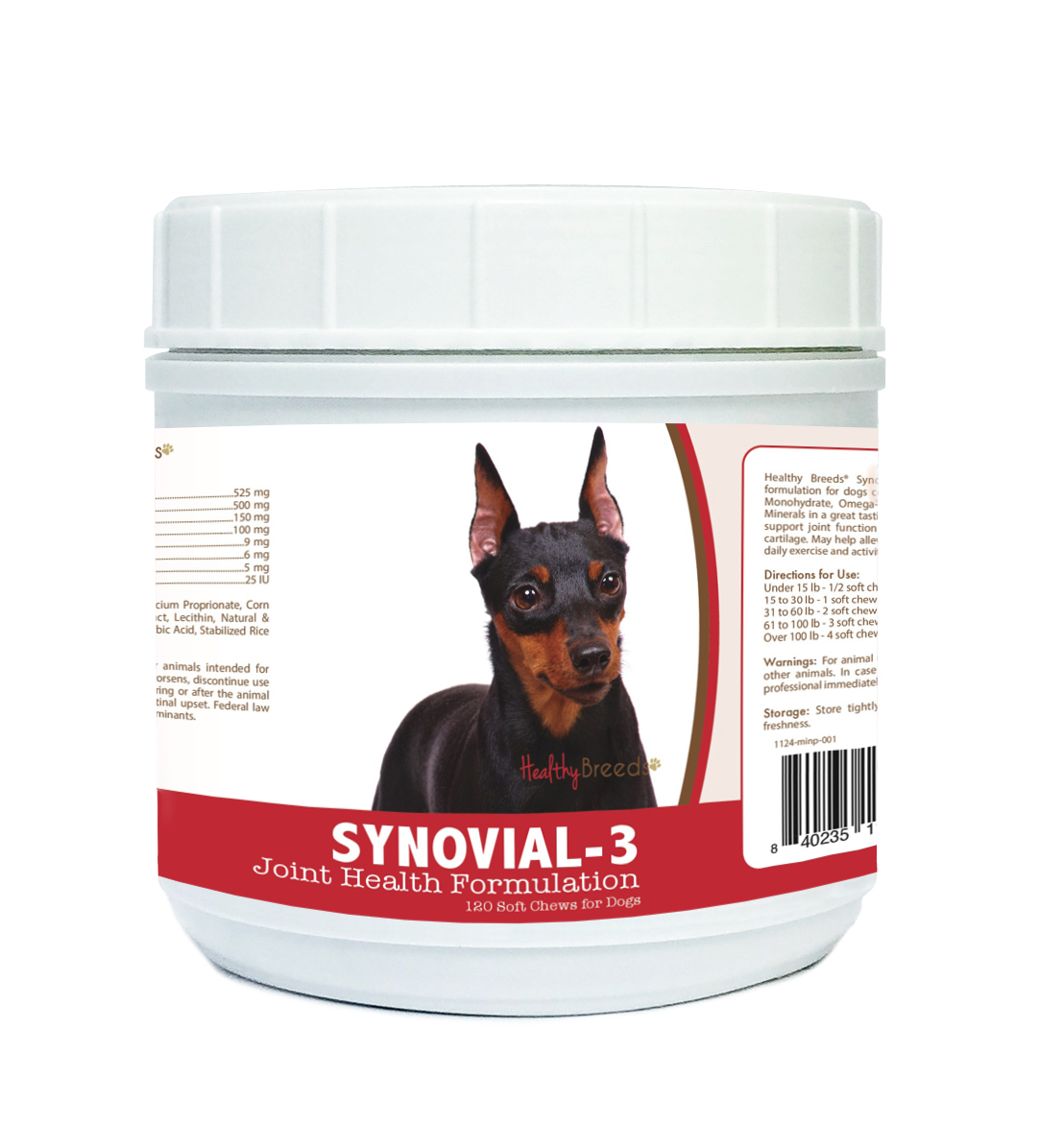 Picture of Healthy Breeds 840235110934 Miniature Pinscher Synovial-3 Joint Health Formulation - 120 Count