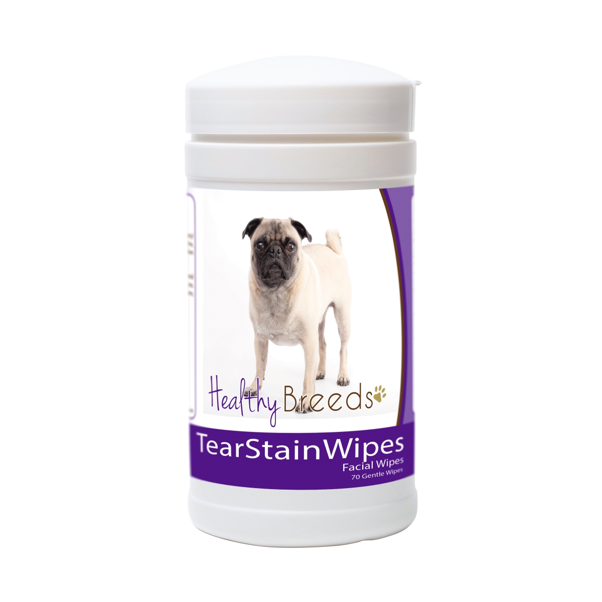 Picture of Healthy Breeds 840235153016 Pug Tear Stain Wipes
