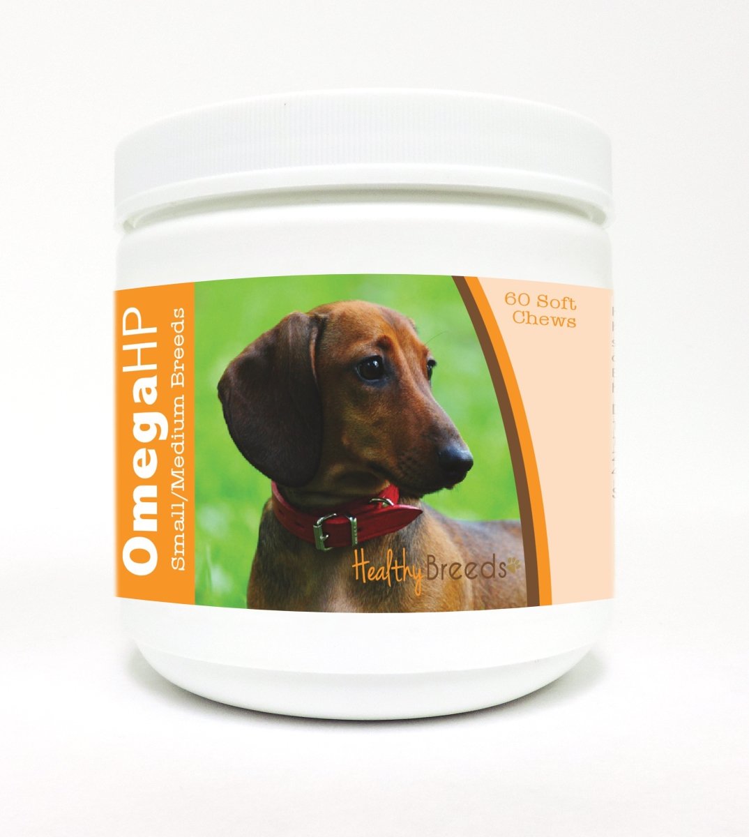 Picture of Healthy Breeds 840235105800 Dachshund Omega HP Fatty Acid Skin & Coat Support Soft Chews, 60 Count - Brown
