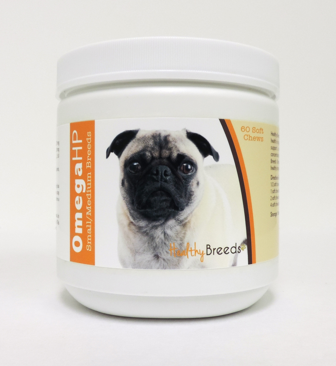 Picture of Healthy Breeds 840235113034 Pug Omega HP Fatty Acid Skin & Coat Support Soft Chews, 60 Count