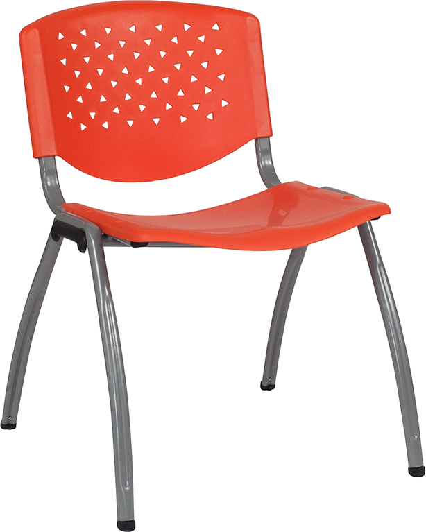 Hercules Series Plastic Stack Chair with Titanium Frame - Orange - 880 lbs