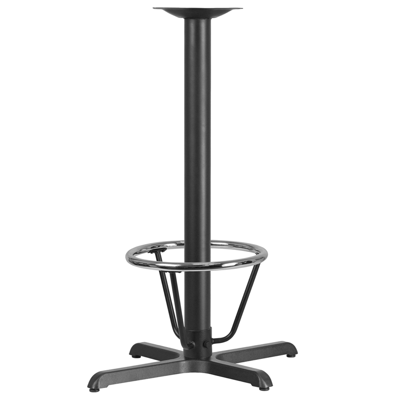 Picture of Flash Furniture XU-T2230-BAR-3CFR-GG 22 x 30 in. Restaurant Table X-Base with 3 in. Dia. Bar Height Column & Foot Ring - Black