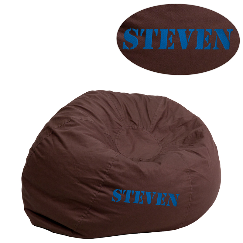Picture of Flash Furniture DG-BEAN-SMALL-SOLID-BRN-EMB-GG Personalized Small Solid Brown Kids Bean Bag&#44; 18 x 30 in.
