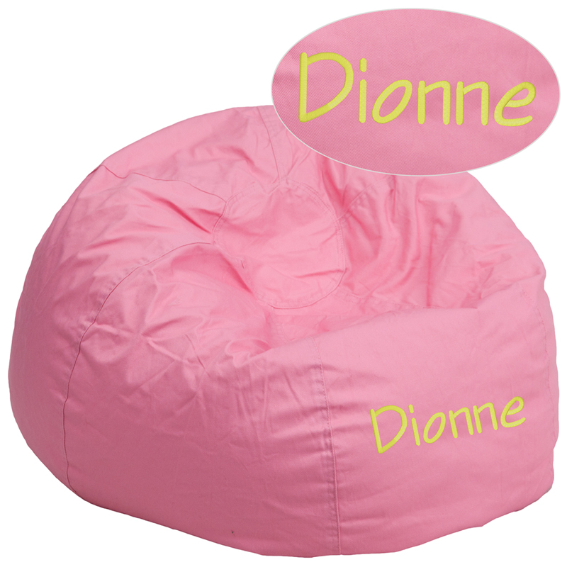 Picture of Flash Furniture DG-BEAN-LARGE-SOLID-PK-EMB-GG Personalized Oversized Solid Light Pink Bean Bag&#44; 19 x 42 in.