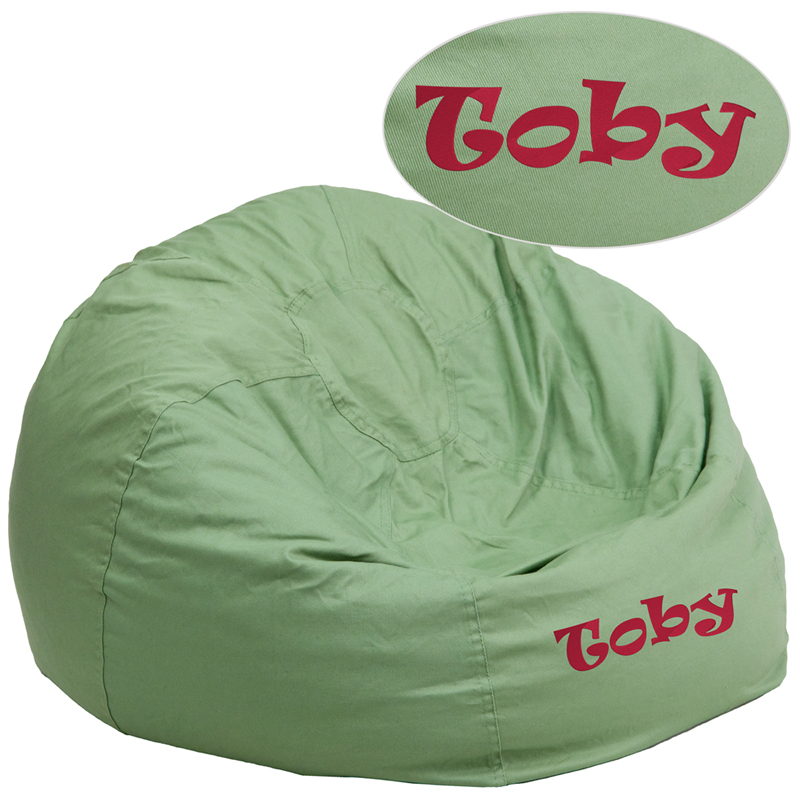 Picture of Flash Furniture DG-BEAN-LARGE-SOLID-GRN-EMB-GG Personalized Oversized Solid Green Bean Bag&#44; 19 x 42 in.