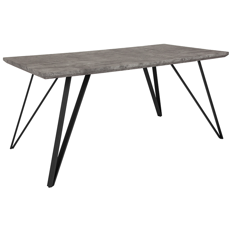 HG-DT012-78054-GG 31.5 x 63 in. Corinth Rectangular Dining Table - Faux Concrete -  Flash Furniture