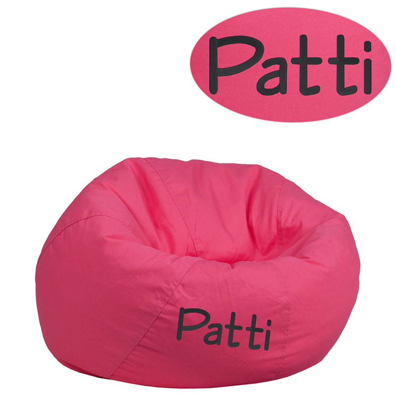 Picture of Flash Furniture DG-BEAN-SMALL-SOLID-HTPK-EMB-GG Personalized Small Solid Hot Pink Kids Bean Bag&#44; 18 x 30 in.