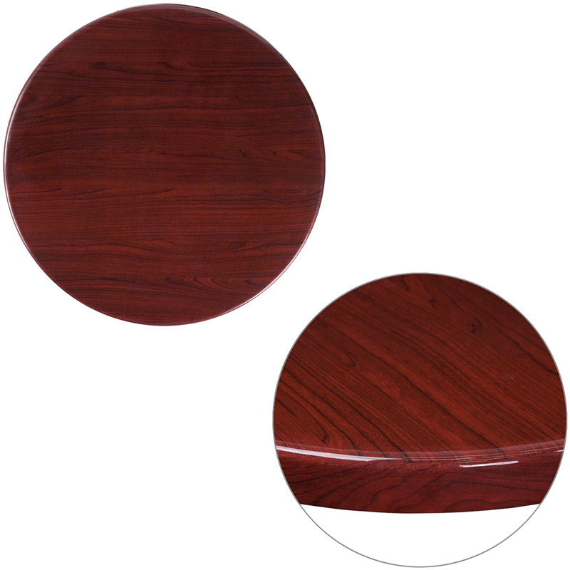 Picture of Flash Furniture TP-MAH-24RD-GG 24 in. Round High-Gloss Mahogany Resin Table Top with 2 in. Thick Drop-Lip