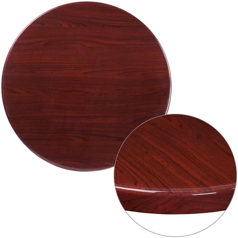 Picture of Flash Furniture TP-MAH-30RD-GG 30 in. Round High-Gloss Mahogany Resin Table Top with 2 in. Thick Drop-Lip
