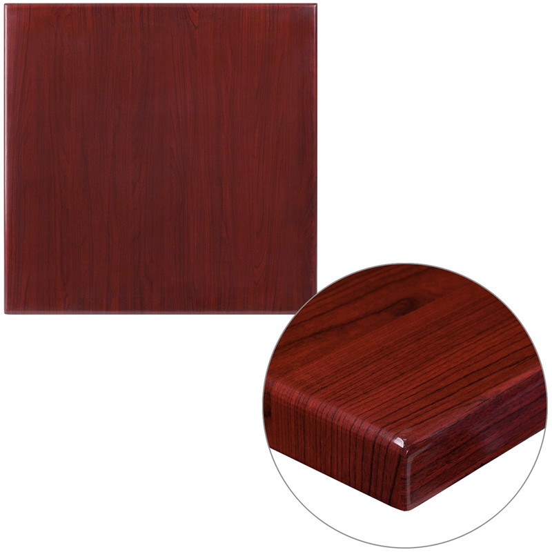 Picture of Flash Furniture TP-MAH-2424-GG 24 in. Square High-Gloss Mahogany Resin Table Top with 2 in. Thick Drop-Lip