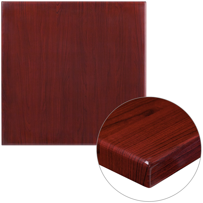Picture of Flash Furniture TP-MAH-3030-GG 30 in. Square High-Gloss Mahogany Resin Table Top with 2 in. Thick Drop-Lip