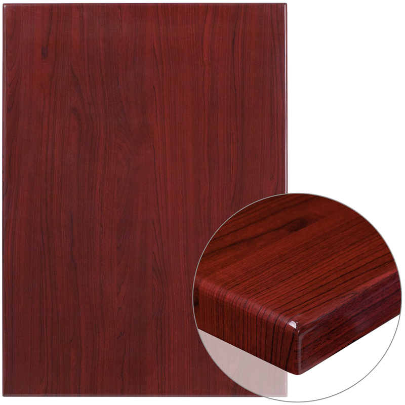 Picture of Flash Furniture TP-MAH-3042-GG 30 x 42 in. Rectangular High-Gloss Mahogany Resin Table Top with 2 in. Thick Edge